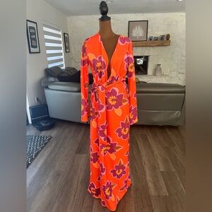Floral Orange and Purple Maxi Dress